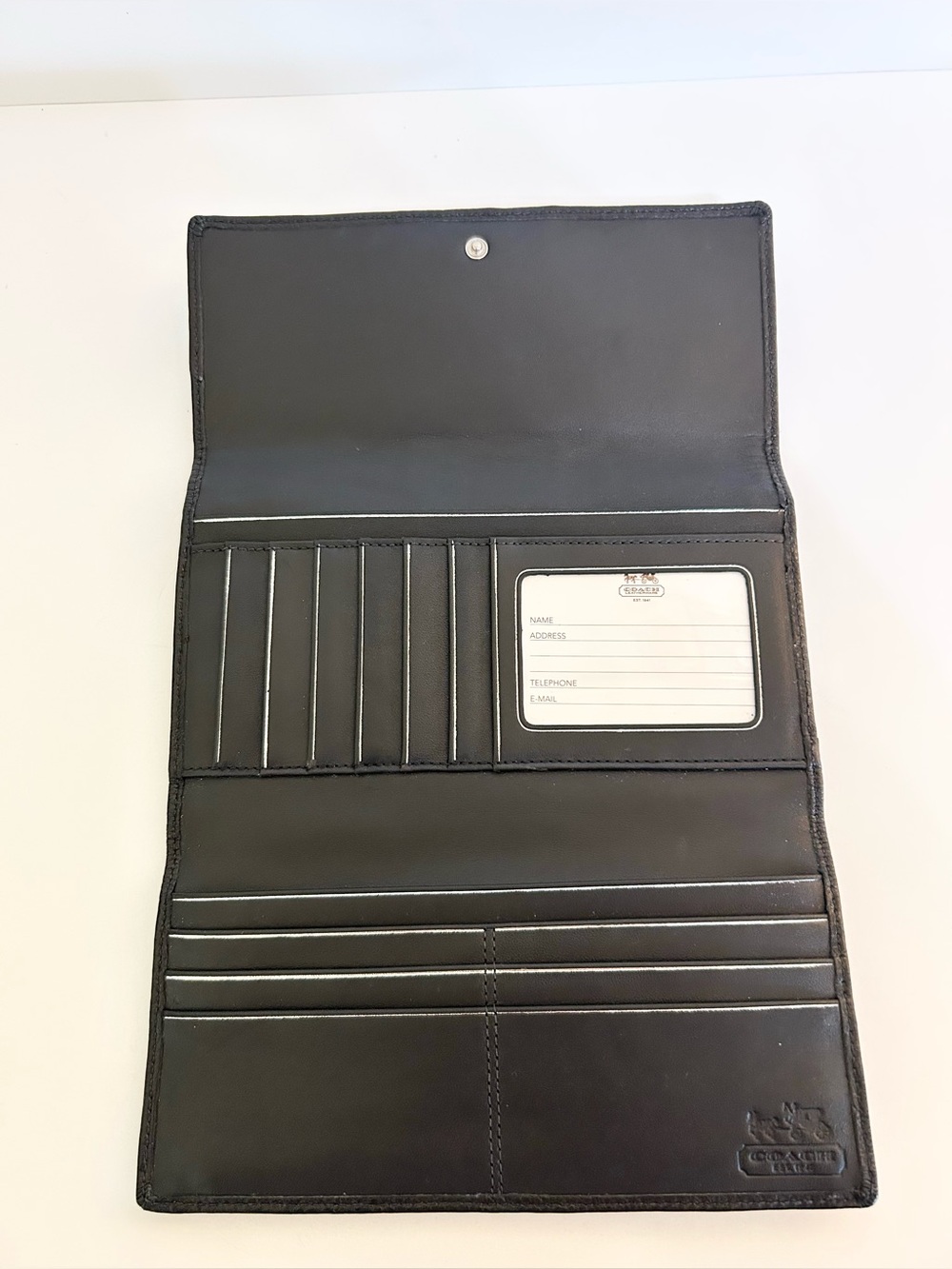 Coach Black & Cream Signature Jacquard Continental Wallet w/Checkbook Cover NWOT - Picture 4 of 6